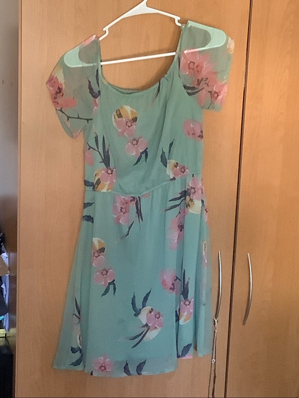 Vero Moda Mint Green Floral Short Sleeve Dress